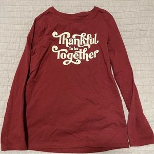 NWOT Cat & Jack Maroon Thanksgiving Long Sleeve Tee S
